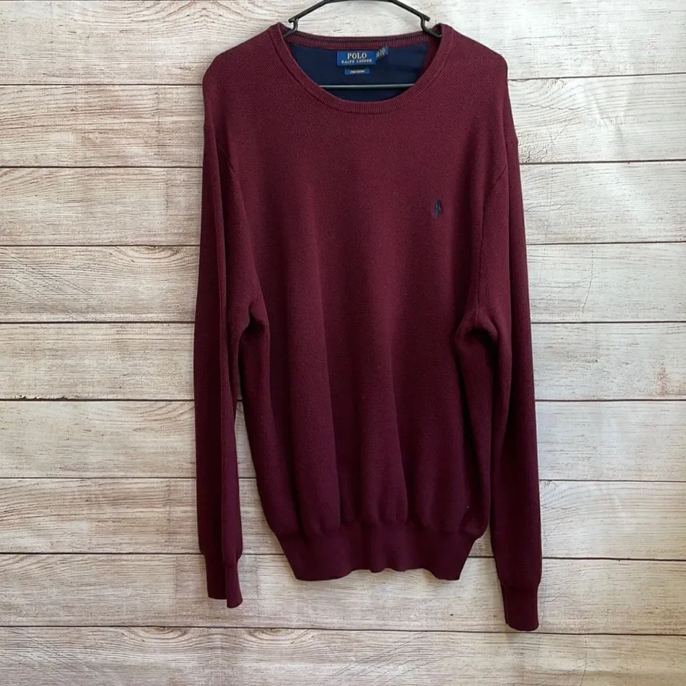POLO BY RALPH LAUREN CREW‎ NECK SWEATER IN BURGUNDY